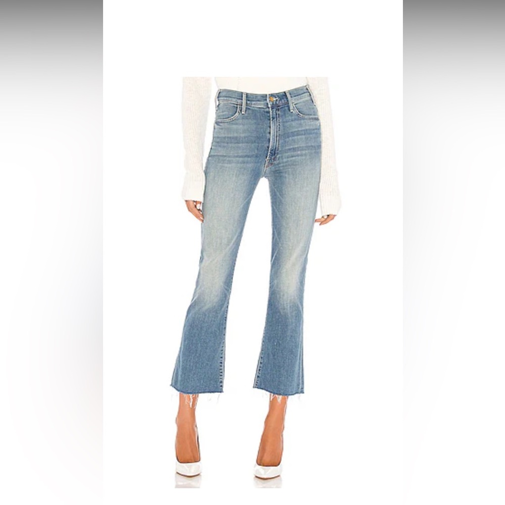 MOTHER CROPPED FLARE FRAY Classic Blue Women's Jeans